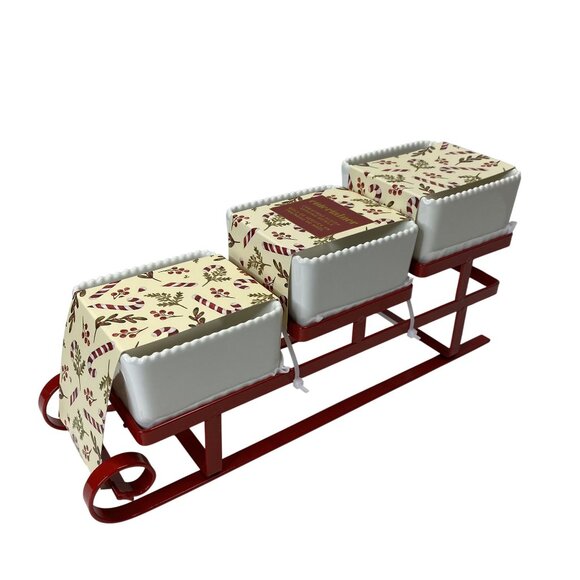 Nutcracker Holiday Sleigh Ceramic 3-Bowl Serving Set Christmas Decor - Picture 4 of 5